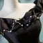 Elegant Black Pearl Prom Dresses 2023 Ball Gown Off-The-Shoulder Sleeveless Backless Floor-Length / Long Organza Prom Formal Dresses