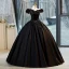 Elegant Black Pearl Prom Dresses 2023 Ball Gown Off-The-Shoulder Sleeveless Backless Floor-Length / Long Organza Prom Formal Dresses