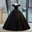Elegant Black Pearl Prom Dresses 2023 Ball Gown Off-The-Shoulder Sleeveless Backless Floor-Length / Long Organza Prom Formal Dresses
