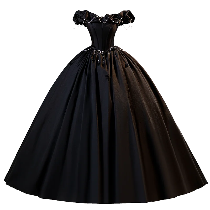 open lace back dress Off-The-Shoulder Black Evening Dresses for Women Organza Long Prom Dresses On Sale main image 0