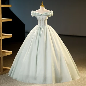 Eleganckie Szałwia Zielony Organza Cekiny Sukienki Na Bal 2023 Suknia Balowa Przy Ramieniu Bez Rękawów Bez Pleców Długie Bal Sukienki Wizytowe