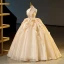 Mode Champagner Perlenstickerei Fallende Rüsche Ballkleider 2023 Ballkleid Organza Bandeau Ärmellos Rückenfreies Lange Ball Festliche Kleider