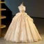 Mode Champagner Perlenstickerei Fallende Rüsche Ballkleider 2023 Ballkleid Organza Bandeau Ärmellos Rückenfreies Lange Ball Festliche Kleider