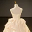 Mode Champagner Perlenstickerei Fallende Rüsche Ballkleider 2023 Ballkleid Organza Bandeau Ärmellos Rückenfreies Lange Ball Festliche Kleider