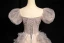 Elegant Champagne Beading Sequins Prom Dresses 2024 Ball Gown Square Neckline Puffy Short Sleeve Backless Floor-Length / Long Prom Formal Dresses