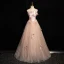 Fashion Blushing Pink Bow Prom Dresses 2024 Ball Gown Strapless Sleeveless Backless Floor-Length / Long Prom Formal Dresses