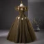 Elegant Dark Green Appliques Prom Dresses 2024 Ball Gown Ruffle Off-The-Shoulder Sleeveless Backless Floor-Length / Long Prom Formal Dresses