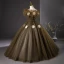 Elegant Dark Green Appliques Prom Dresses 2024 Ball Gown Ruffle Off-The-Shoulder Sleeveless Backless Floor-Length / Long Prom Formal Dresses