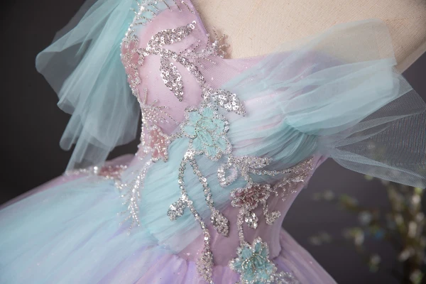 Chic / Beautiful Lavender Beading Sequins Prom Dresses 2024 Ball Gown Strapless Sleeveless Backless Floor-Length / Long Prom Formal Dresses