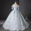 Chic / Beautiful Grey Embroidered Prom Dresses Ball Gown 2024 Off-The-Shoulder Sleeveless Backless Floor-Length / Long Prom Formal Dresses