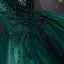 Vintage / Retro Dark Green Beading Sequins Lace Flower Prom Dresses 2024 Off-The-Shoulder Ball Gown Sleeveless Backless Floor-Length / Long Prom Formal Dresses