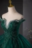 Vintage / Retro Dark Green Beading Sequins Lace Flower Prom Dresses 2024 Off-The-Shoulder Ball Gown Sleeveless Backless Floor-Length / Long Prom Formal Dresses