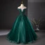 Vintage / Retro Dark Green Beading Sequins Lace Flower Prom Dresses 2024 Off-The-Shoulder Ball Gown Sleeveless Backless Floor-Length / Long Prom Formal Dresses
