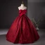 Elegant Burgundy Prom Dresses 2024 Ball Gown Strapless Bow Sleeveless Backless Floor-Length / Long Formal Dresses