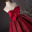 Elegant Burgundy Prom Dresses 2024 Ball Gown Strapless Bow Sleeveless Backless Floor-Length / Long Formal Dresses
