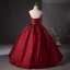 Elegant Burgundy Prom Dresses 2024 Ball Gown Strapless Bow Sleeveless Backless Floor-Length / Long Formal Dresses