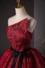 Chic / Beautiful Burgundy Prom Dresses Ball Gown 2024 Strapless Sleeveless Backless Bow Sash Floor-Length / Long Prom Formal Dresses
