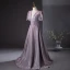 Bling Bling Syrin Glitter Ballkjoler 2024 Prinsesse V-Hals Puffy Korte Ermer Ryggløse Feie Tog Ball Formelle Kjoler