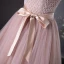 Chic / Beautiful Blushing Pink Beading Tassel Prom Dresses 2024 A-Line / Princess Strapless Sleeveless Backless Bow Sash Floor-Length / Long Prom Formal Dresses