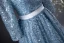 Bling Bling Bleu Ciel Perlage Paillettes Robe De Bal 2024 Princesse Encolure Carrée 1/2 Manches Dos Nu Noeud Longue Promo Robe De Ceremonie