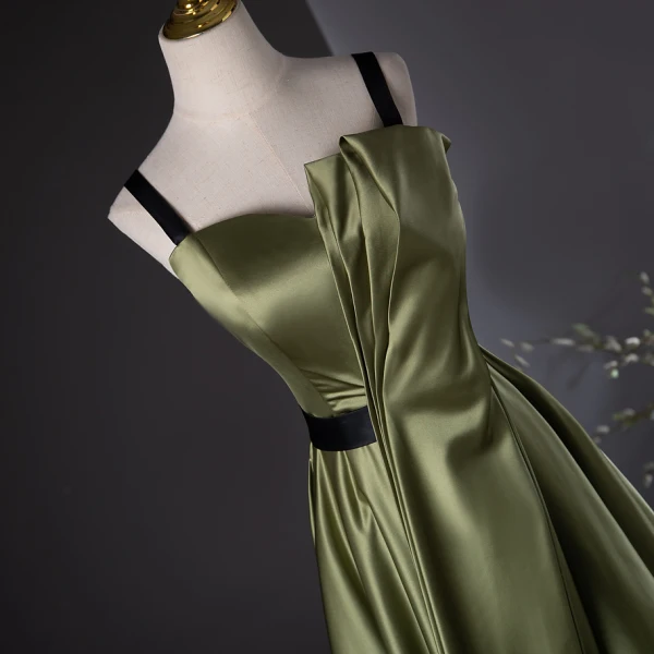Elegant Dark Green Prom Dresses 2024 A-Line / Princess Spaghetti Straps Sleeveless Backless Floor-Length / Long Prom Formal Dresses