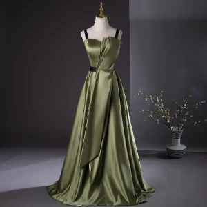 Élégant Vert Foncé Robe De Bal 2024 Princesse Bretelles Spaghetti Sans Manches Dos Nu Longue Promo Robe De Ceremonie