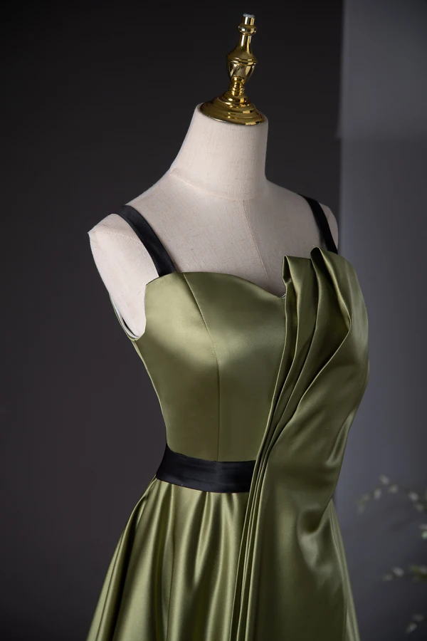 Elegant Dark Green Prom Dresses 2024 A-Line / Princess Spaghetti Straps Sleeveless Backless Floor-Length / Long Prom Formal Dresses