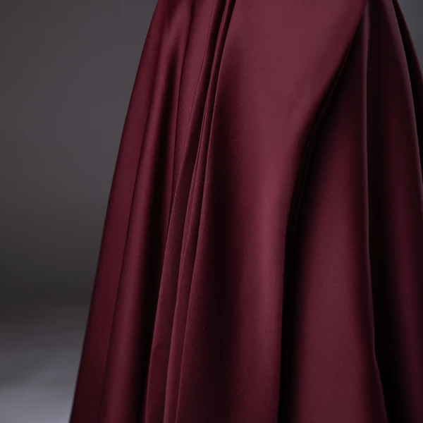Elegant Burgundy Prom Dresses 2024 A-Line / Princess Spaghetti Straps Sleeveless Backless Floor-Length / Long Formal Dresses