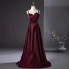 Eleganckie Burgund Sukienki Na Bal 2024 Princessa Spaghetti Pasy Bez Rękawów Bez Pleców Długie Sukienki Wizytowe