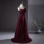Elegant Burgundy Prom Dresses 2024 A-Line / Princess Spaghetti Straps Sleeveless Backless Floor-Length / Long Formal Dresses