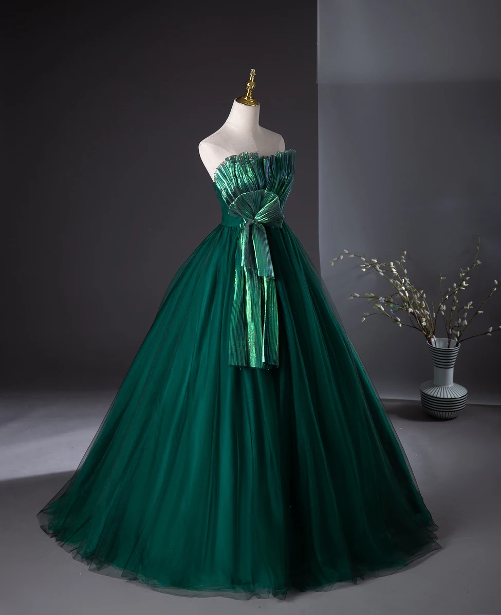 slim fit dress slacks White and Green Satin Long Prom Dress, A-Line Short Sleeve Evening Party Dress US 4 / White and Green main image 0