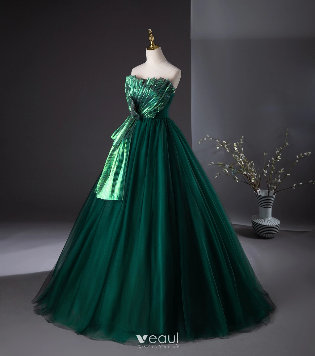 green emerald velvet dress One Shoudler Dark Green Sequin Floor Length Prom Dresses main image 0