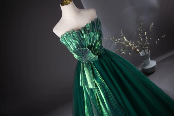 Unusual Dark Green Prom Dresses 2024 Ball Gown Strapless Sleeveless Backless Floor-Length / Long Prom Formal Dresses