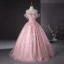 Schöne Pink Pailletten Applikationen Ballkleider Ballkleid 2024 Bandeau Ärmellos Rückenfreies Lange Ball Festliche Kleider