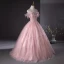 Schöne Pink Pailletten Applikationen Ballkleider Ballkleid 2024 Bandeau Ärmellos Rückenfreies Lange Ball Festliche Kleider