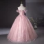 Schöne Pink Pailletten Applikationen Ballkleider Ballkleid 2024 Bandeau Ärmellos Rückenfreies Lange Ball Festliche Kleider