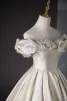 Piękne Złote Aplikacje Sukienki Na Bal 2024 Suknia Balowa Wzburzyć Przy Ramieniu Kótkie Rękawy Bez Pleców Długie Bal Sukienki Wizytowe