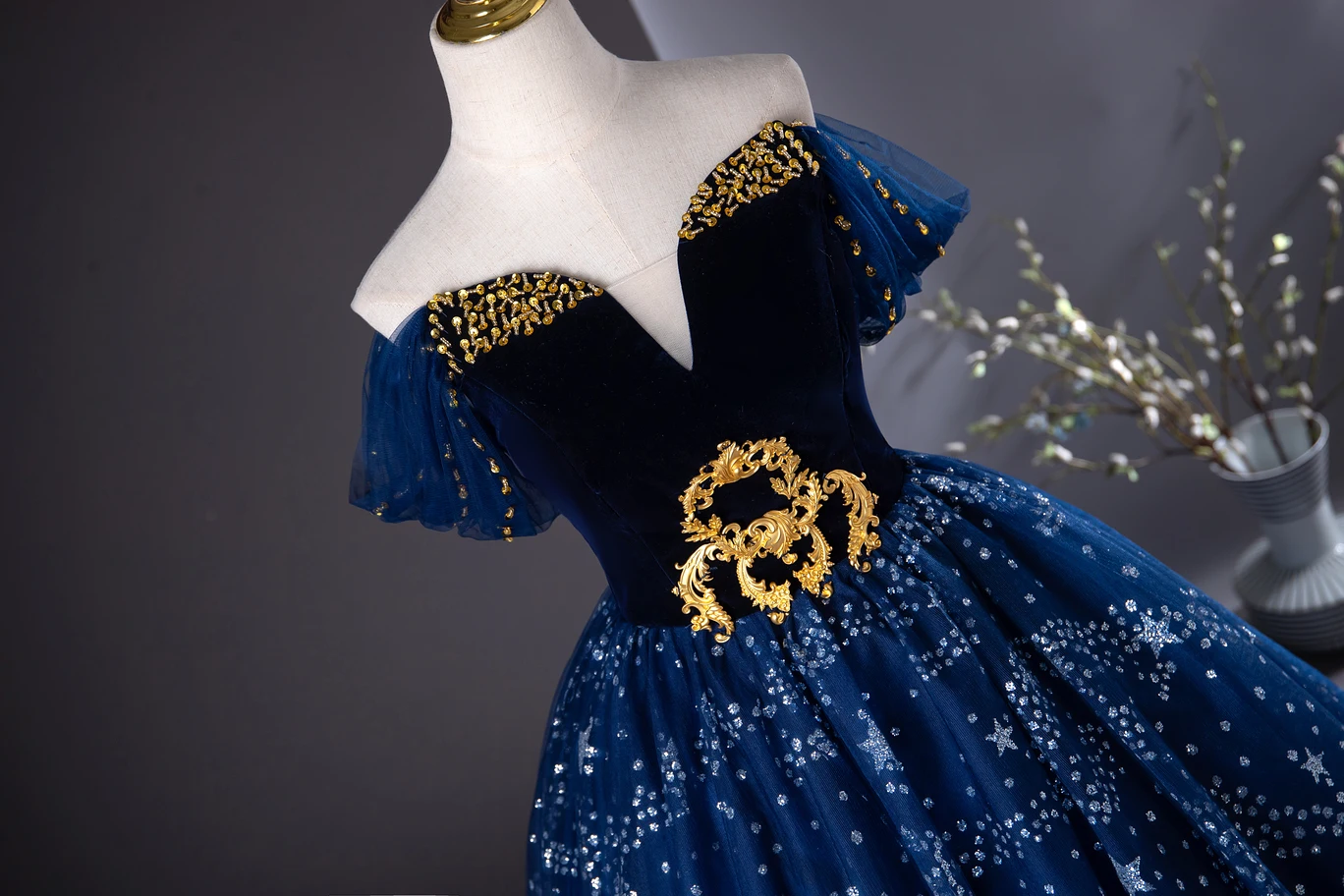 slim fit dress slacks Dark Blue Sequin Prom Dresses One Shoulder Evening Dresses 21195 –  vigocouture main image 1