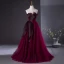 Chic / Beautiful Burgundy Prom Dresses 2024 Ball Gown Strapless Sleeveless Backless Floor-Length / Long Prom Formal Dresses