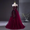 Piękne Burgund Sukienki Na Bal 2024 Suknia Balowa Bez Ramiączek Bez Rękawów Bez Pleców Długie Bal Sukienki Wizytowe