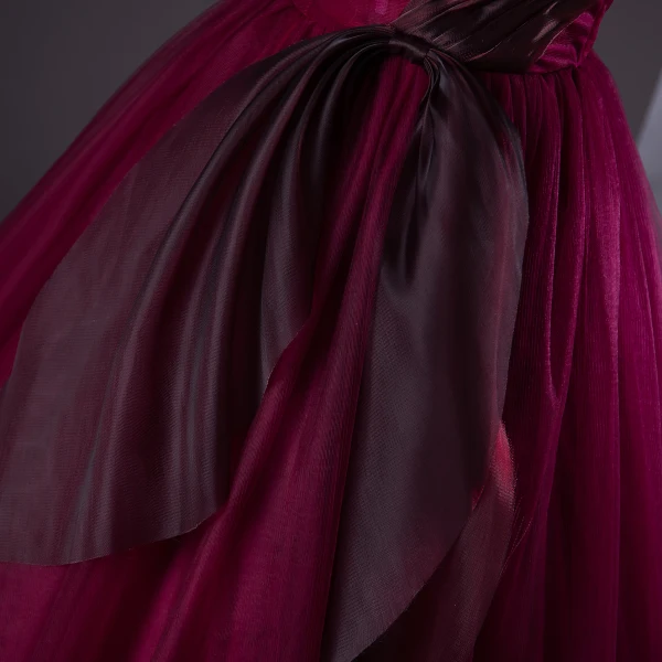 Chic / Beautiful Burgundy Prom Dresses 2024 Ball Gown Strapless Sleeveless Backless Floor-Length / Long Prom Formal Dresses