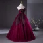 Chic / Beautiful Burgundy Prom Dresses 2024 Ball Gown Strapless Sleeveless Backless Floor-Length / Long Prom Formal Dresses