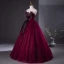 Chic / Beautiful Burgundy Prom Dresses 2024 Ball Gown Strapless Sleeveless Backless Floor-Length / Long Prom Formal Dresses