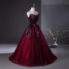 Piękne Burgund Sukienki Na Bal 2024 Suknia Balowa Bez Ramiączek Kokarda Bez Rękawów Bez Pleców Długie Bal Sukienki Wizytowe