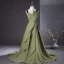 Chic / Beautiful Sage Green Prom Dresses 2024 A-Line / Princess Square Neckline Sleeveless Backless Floor-Length / Long Prom Formal Dresses