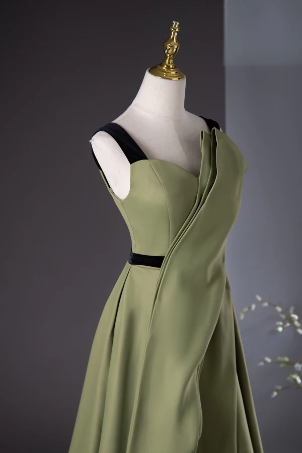Chic Beautiful Sage Green Prom Dresses 2024 A-Line Princess Square Neckline Sleeveless