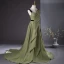 Chic / Beautiful Sage Green Prom Dresses 2024 A-Line / Princess Square Neckline Sleeveless Backless Floor-Length / Long Prom Formal Dresses