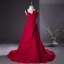 Elegant Burgundy Prom Dresses 2024 A-Line / Princess Square Neckline Sleeveless Backless Sweep Train Prom Formal Dresses