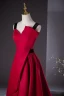 Elegant Burgundy Prom Dresses 2024 A-Line / Princess Square Neckline Sleeveless Backless Sweep Train Prom Formal Dresses