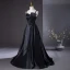 Elegant Black Prom Dresses 2024 A-Line / Princess Spaghetti Straps Sleeveless Backless Floor-Length / Long Prom Formal Dresses